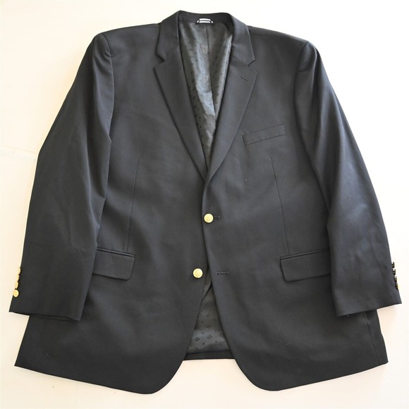 Saddlebred 54L Navy Blue Gold Button Wool Blazer Jacket Sport Coat